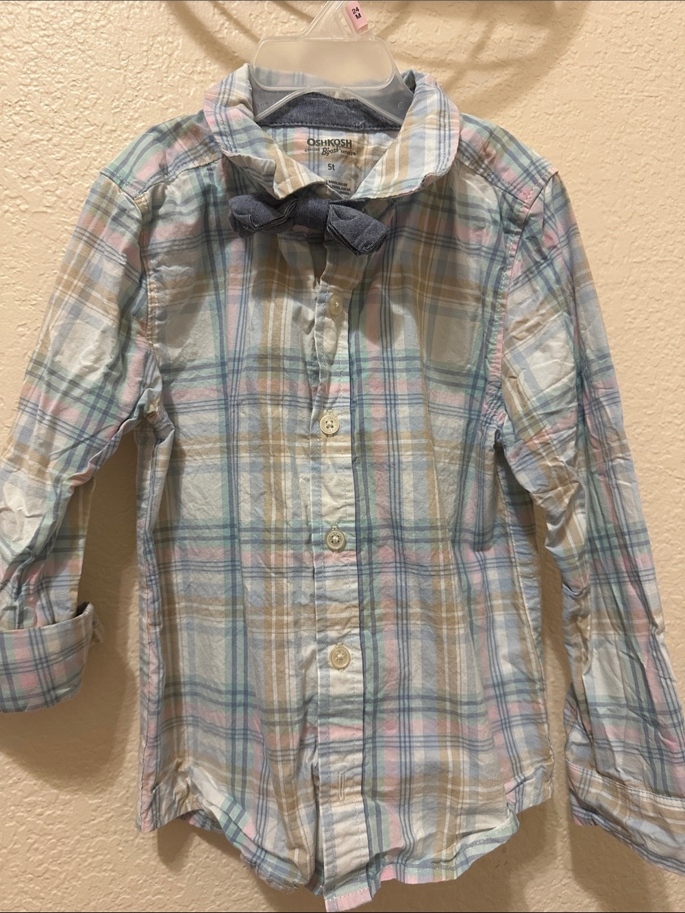 3/15$ OshKosh B'gosh Pastel Plaid Button-Down Shirt - Blue, Pink & Cream